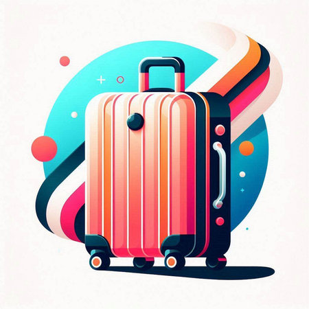 Vector illustration of travel suitcase on colorful abstract background. Eps 10.のイラスト素材