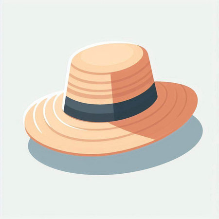 Beach hat. Vector illustration in a flat style on a light background.のイラスト素材