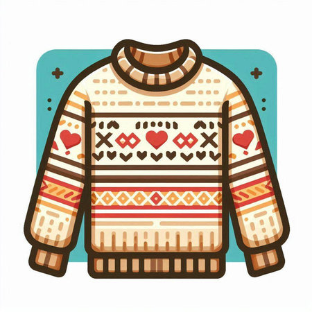 Knitted sweater with hearts on a white background. Vector illustration.のイラスト素材