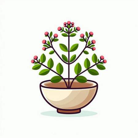Flowerpot with a bonsai tree. Vector illustration.のイラスト素材