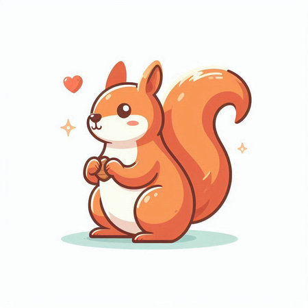 Cute squirrel with a heart. Vector illustration. Cartoon character.のイラスト素材