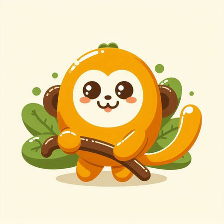 Cute cartoon kawaii banana character. Vector illustration of banana character.のイラスト素材