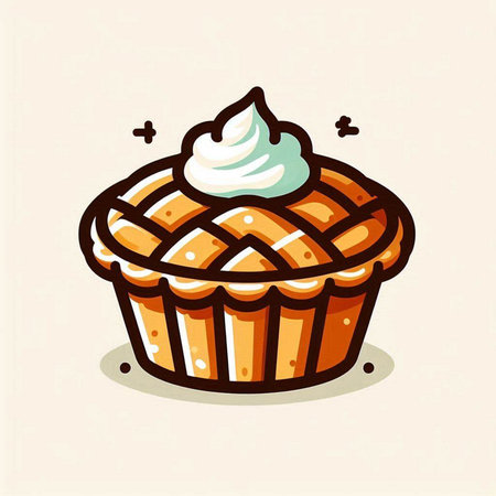 Illustration of a cupcake with whipped cream on a light backgroundのイラスト素材