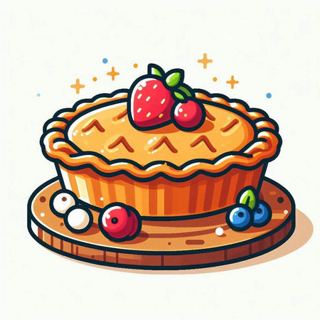 Cake with berries. Vector illustration of a pie with berries.のイラスト素材