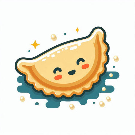 Cute cartoon vector illustration of a pie with a happy face.のイラスト素材
