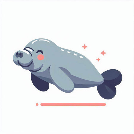 Cute baby seal on a white background. Vector illustration in cartoon style.のイラスト素材