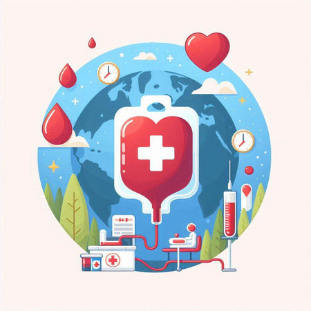 Blood donation. Donate blood and save the planet. Vector illustrationのイラスト素材