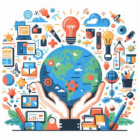 Flat design modern vector illustration concept of education, knowledge, learning, knowledge, wisdom, wisdom, knowledge, school, university, university, college.のイラスト素材