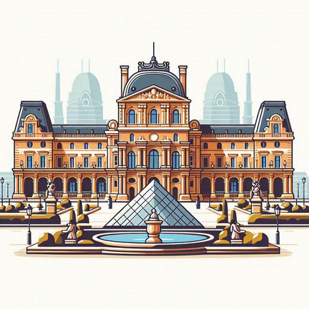 Stockholm, Sweden. City building and fountain. Vector illustration.のイラスト素材