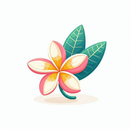 Frangipani flower isolated on white background. Vector illustration.のイラスト素材
