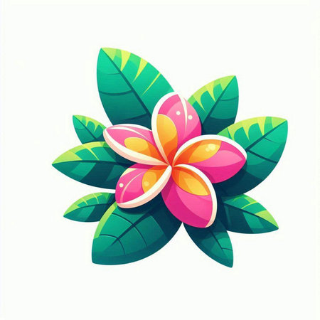 Vector illustration of frangipani flower on white background. Flat style.のイラスト素材