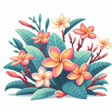 Frangipani flowers on white background. Vector illustration for your designのイラスト素材