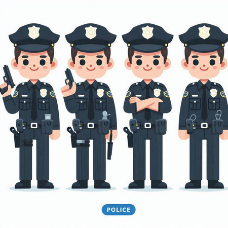 Policeman, policeman, policewoman, police officer. Vector illustrationのイラスト素材