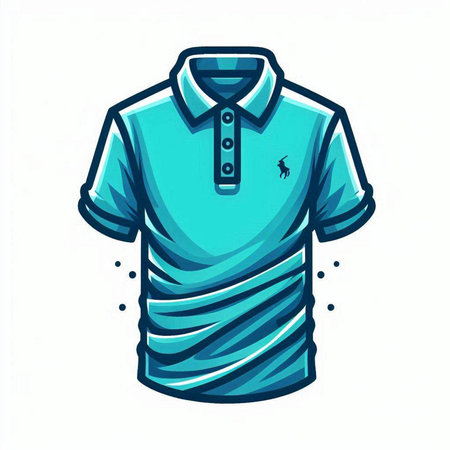 Blue polo shirt on a white background. Vector illustration of a polo shirt.のイラスト素材