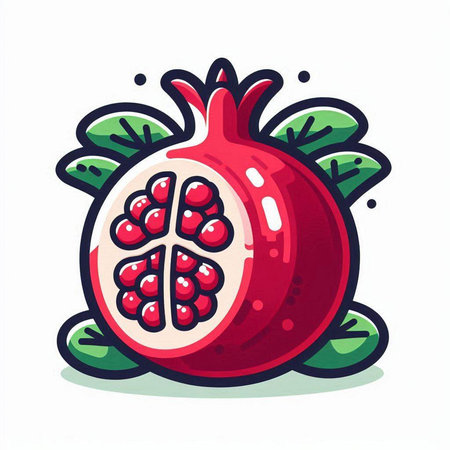 Pomegranate fruit vector illustration, isolated on white background.のイラスト素材