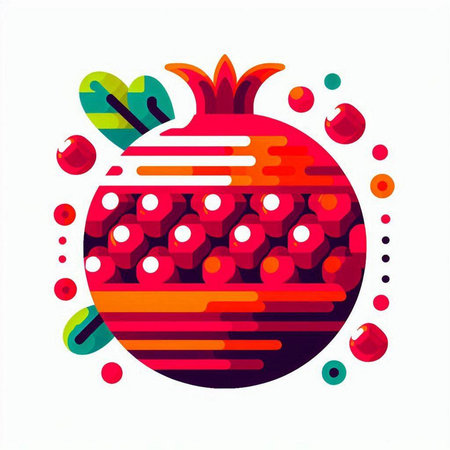 Pomegranate vector illustration. Colorful pomegranate design element.のイラスト素材