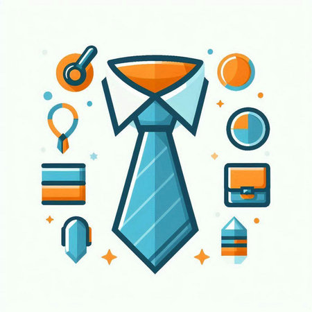 Tie icon set. Vector illustration in flat style. Business concept.のイラスト素材