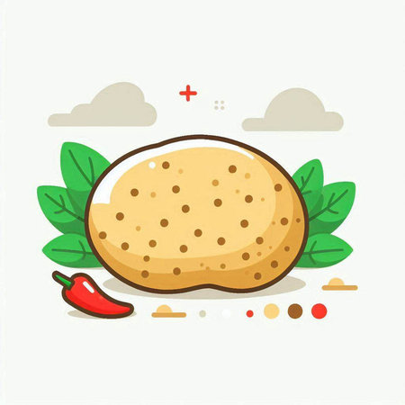 Potato and chili pepper vector illustration. Vegetarian food concept.のイラスト素材