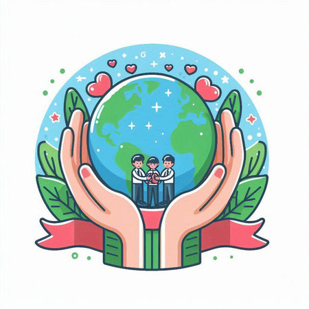 Hand holding Earth globe. Vector illustration of save the planet concept.のイラスト素材