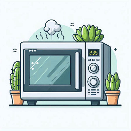 Microwave oven vector illustration in flat style. Home appliances concept.のイラスト素材