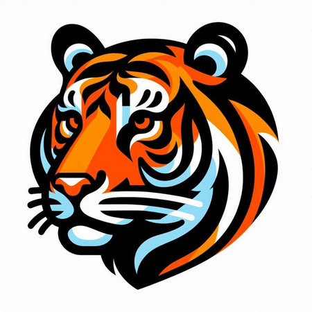Tiger head mascot vector illustration. Isolated on white background.のイラスト素材