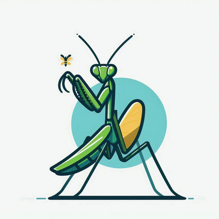 Praying mantis. Vector illustration of a praying mantis.のイラスト素材