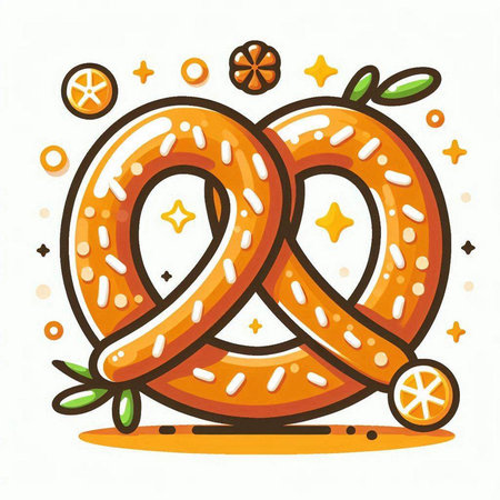 Pretzel vector illustration. Cute cartoon pretzel icon.のイラスト素材