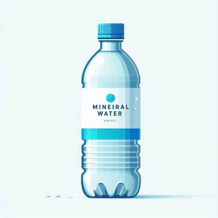 Plastic bottle of mineral water. Vector illustration in cartoon style.のイラスト素材