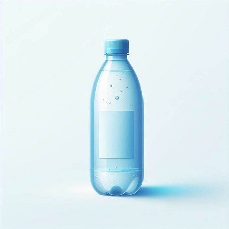 bottle of water on a light blue background. Vector illustration.のイラスト素材