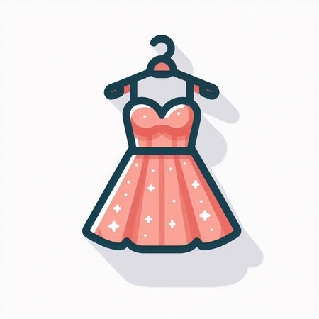 Illustration of a beautiful dress on a hanger. Vector illustrationのイラスト素材