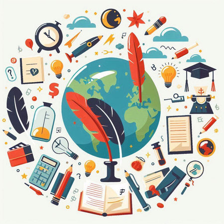 Flat design vector concept of education, knowledge, wisdom, science.のイラスト素材