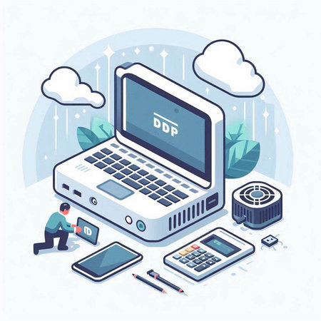 Flat design concept of cloud computing and data storage. Vector illustration.のイラスト素材