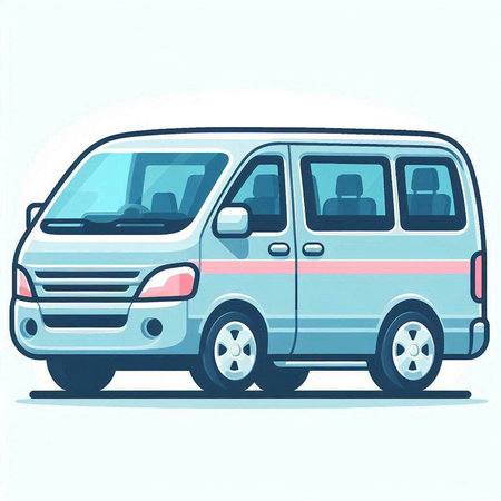 Illustration of a van on a white background. Vector illustration.のイラスト素材