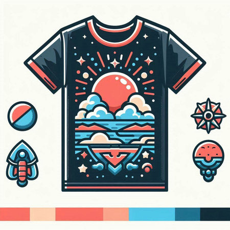 T-shirt design. T-shirt print. Vector illustration.のイラスト素材