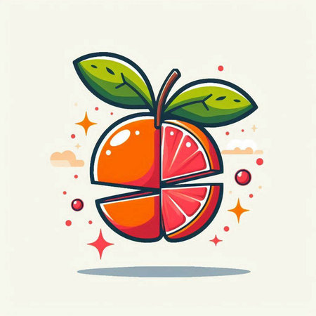 Orange fruit icon, vector illustration. Flat design style with shadow.のイラスト素材