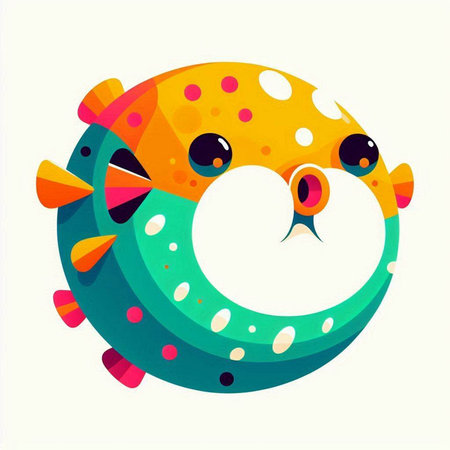 Cute colorful fish in cartoon style on white background. Vector illustration.のイラスト素材
