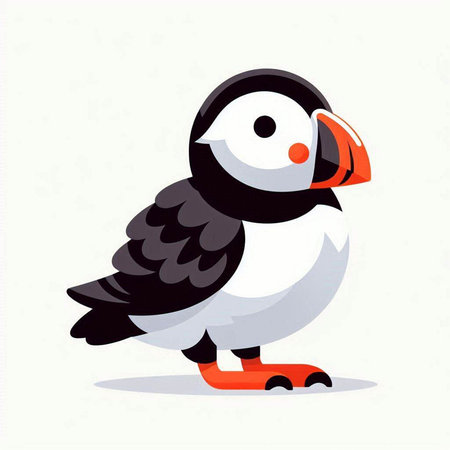 Puffin isolated on white background. Vector illustration in cartoon style.のイラスト素材