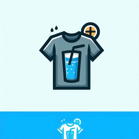 T-shirt with a cross and a glass of water. Vector illustration.のイラスト素材