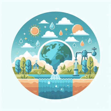 Ecology and environment concept vector illustration. Flat style design. World Environment Day.のイラスト素材