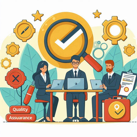 Business people working in office. Flat style vector illustration. Teamwork concept.のイラスト素材