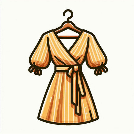 Vector illustration of a woman's summer dress on a hanger.のイラスト素材