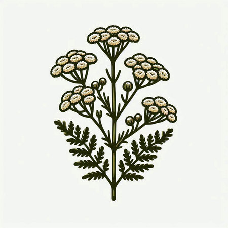 Achillea millefolium. Hand drawn vector illustration.のイラスト素材