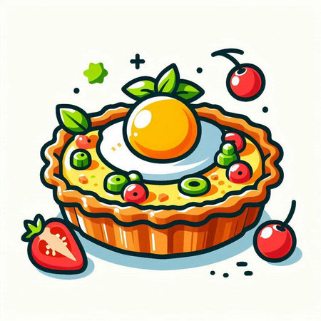 Cherry pie with egg yolk. Vector illustration for your designのイラスト素材