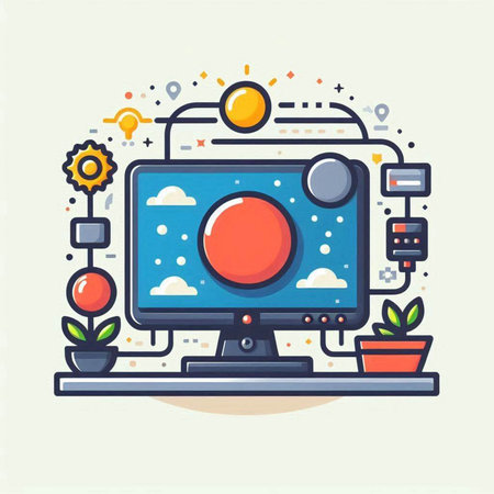 Vector illustration of modern flat line art design concept of online education.のイラスト素材