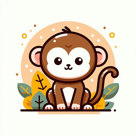 Cute monkey cartoon vector illustration. Cute animal character. Vector illustration.のイラスト素材