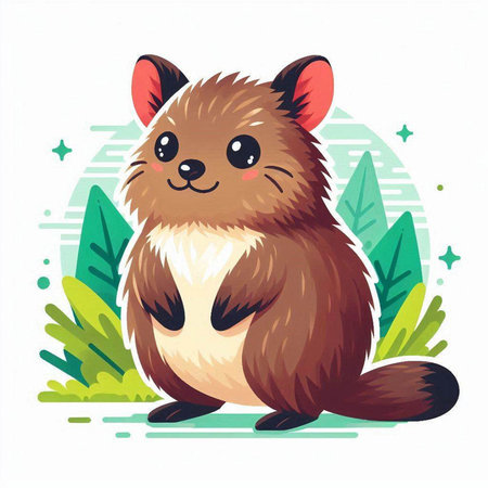 Cute hamster sitting on the green grass. Vector illustration.のイラスト素材