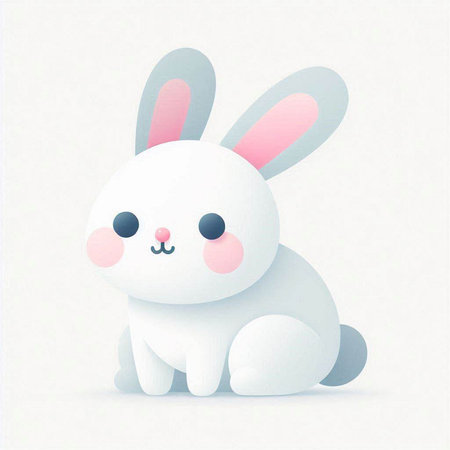 Cute cartoon bunny on a white background. Vector illustration. Eps 10.のイラスト素材