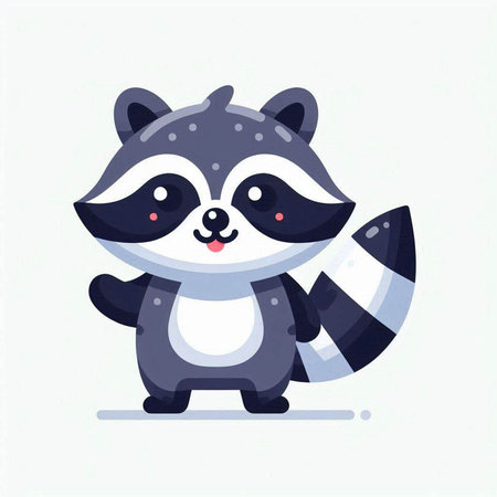 Cute raccoon cartoon character. Vector illustration isolated on white background.のイラスト素材