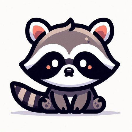 cute raccoon cartoon on white background - illustration for children.のイラスト素材