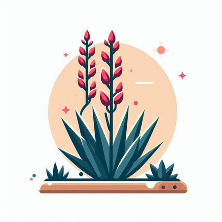 Flowerpot with succulent plant. Vector illustration in flat styleのイラスト素材